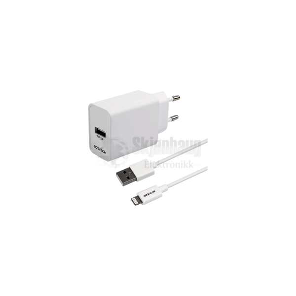 Wall Charger 12W, USB-A Light. MFI, Cable 1m, white 1 Wall Charger 12W, USB-A Light. MFI, Cable 1m, white