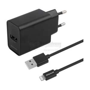 Wall Charger 12W, USB-A Light. MFi, Cable 1m,Black