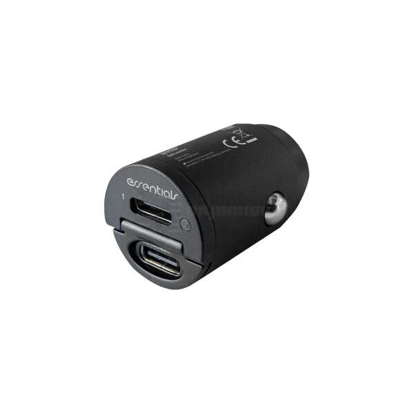 Car charger 2x USB-C PD 30W, dual total 24W, Black