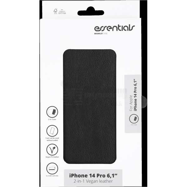 iPhone 14 Pro PU wallet, detach, 3 card,Black 1 The detachable PU wallet is designed to complement your device for a classic appearance. The wallet has a detachable cover