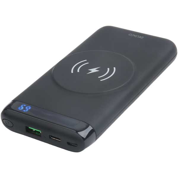 slik at mange ulike enheter er kompatible. Powerbanken har en digital batterinivåindikator som enkelt viser batteristatus og kan lades helt opp på kun 2 timer med den medfølgende USB-C- til USB-C-kabelen.