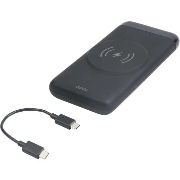Trådløs powerbank med magnet, USB-C og USB-A, 10 000 mAh, svart - Image 4