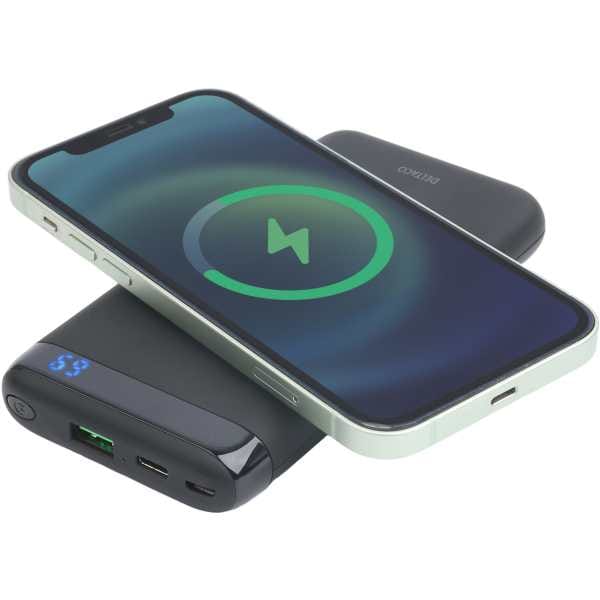 Trådløs powerbank med magnet, USB-C og USB-A, 10 000 mAh, svart - Image 6