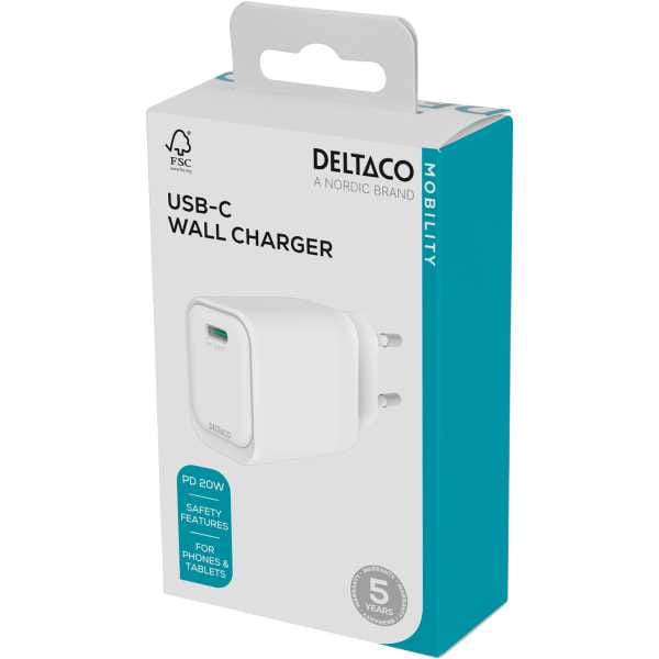 USB-C wall charger, 1x USB-C PD, 20 W, white 3 smaller tablets