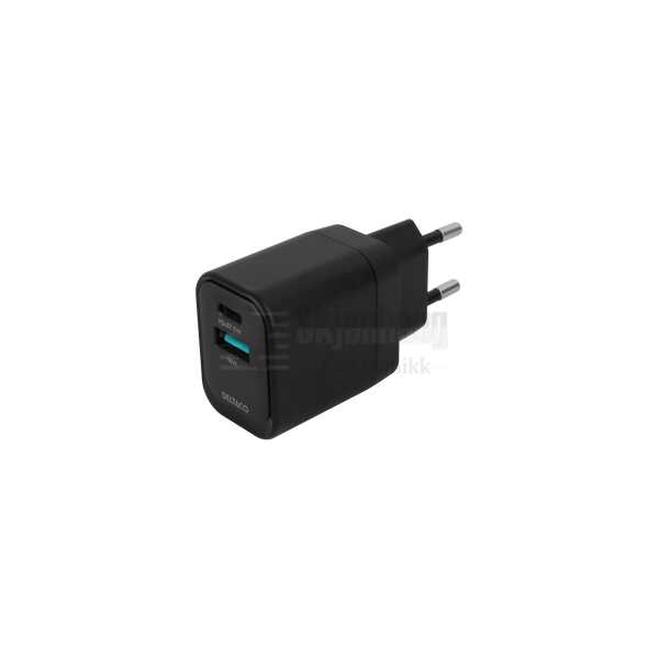 USB wall charger, 1x USB-A 18 W, 1x USB-C PD 20 W, black 1 USB wall charger, 1x USB-A 18 W, 1x USB-C PD 20 W, black