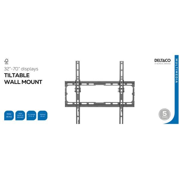 Svingbar TV-veggfeste for de fleste 32''-70'' flatskjermer med en maksimal vekt på 45 kg. Slank design sitter bare 20 mm fra veggen. Enkel konstruksjon sikrer rask og enkel montering. Åpen arkitektur gir økt ventilasjon og enklere tilgang til ledninger. Vippefunksjon for bedre visningsvinkel. Automatisk fjærlås hjelper TV-brakettene med å klikke på plass for ekstra sikkerhet.