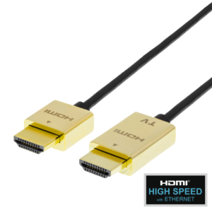 Ultratynn høyhastighets HDMI-kabel med Ethernet, 3 m, svart/gull