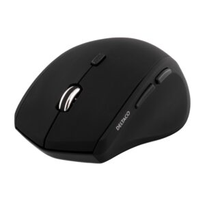 Trådløs optisk mus, 5 knapper med scroll, nanomottaker, 1600 DPI, USB, svart