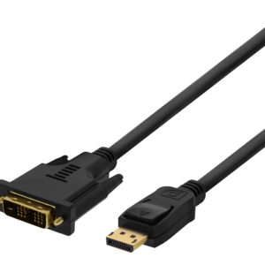 DisplayPort til DVI skjermkabel, 20-pin han til han, 3m, svart