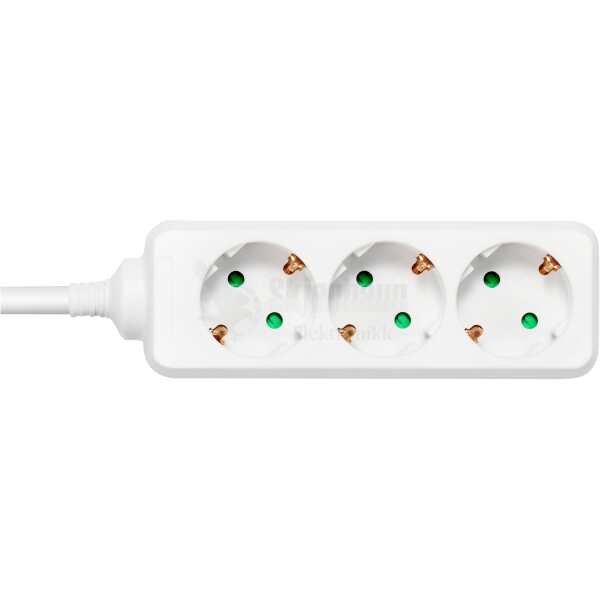 Earthed power strip, 3x CEE 7/3, 1x CEE 7/7, child protected, 5m, white