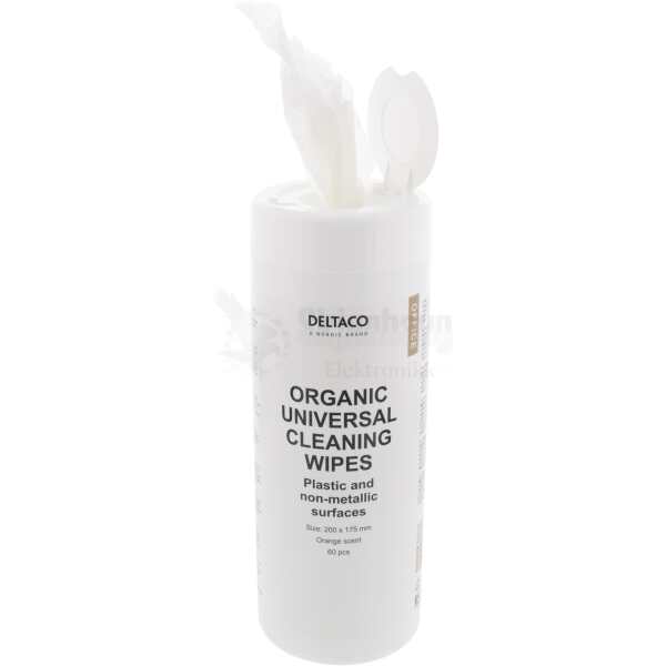 Organic universal cleaning wipes, 200x175mm, 1 pack - 60 napkins, orange scent, white 1 Organic universal cleaning wipes, 200x175mm, 1 pack - 60 napkins, orange scent, white