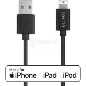 USB-A- Lightning cable, 1m, black