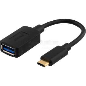 USB-adapter, USB 3.1 type C male - type A female, Gen 1, black