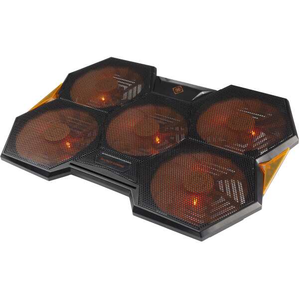 Laptop cooler, 1000-1300 RPM, 5x140mm fans, 2xUSB-A, 2xSupport positions, black / orange