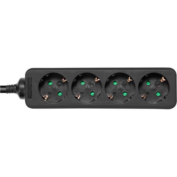 Earthed power strip, 4x CEE 7/3, 1x CEE 7/7, child protected, 1.5m, black 1 Earthed power strip, 4x CEE 7/3, 1x CEE 7/7, child protected, 1.5m, black