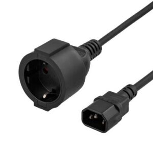 Apparat/forlengelseskabel, jordet, IEC 60320 C14 til CEE 7/4, 0,2m, svart – bilde 3