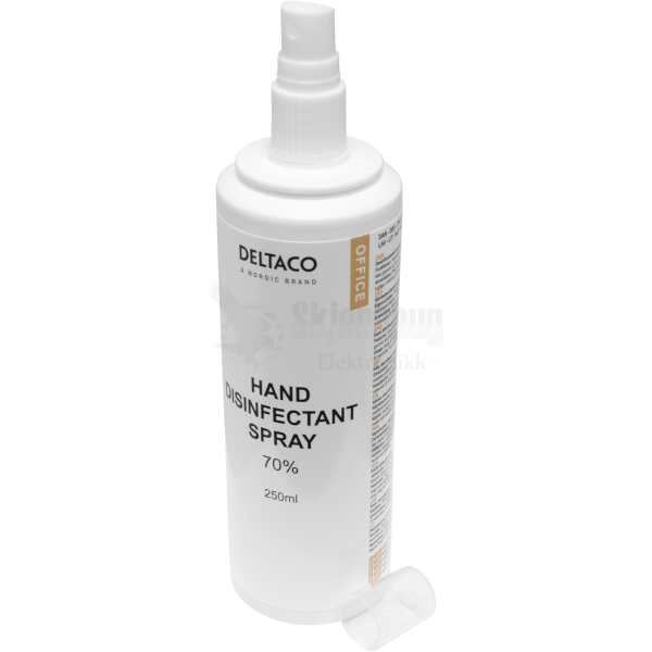 Hand disinfectant spray 250ml, 70% alcohol, contains glycerin and Aloe vera, white