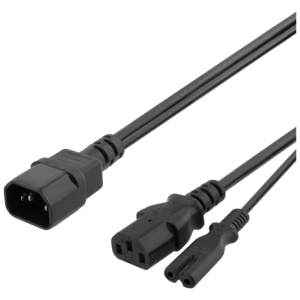 Y-Splitter power cord C14 to C13+C7, 0,2m, black