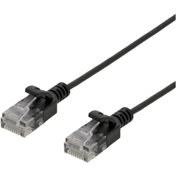 U/UTP Cat6 patchkabel, slank, 2,6 mm i diameter, 0,5m, 500MHz, LSZH, svart