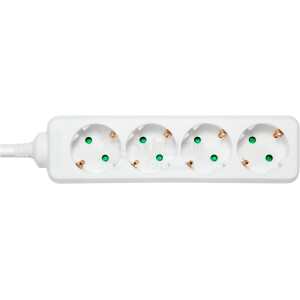 Earthed power strip, 4x CEE 7/3, 1x CEE 7/7, child protected, 5m, white