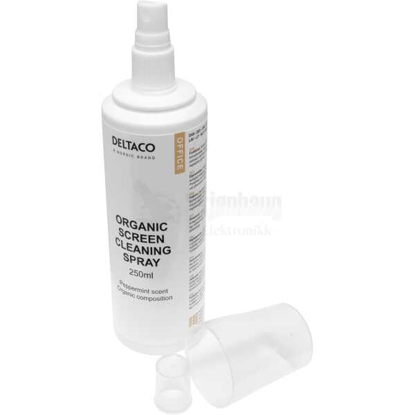 Organic cleaning liquid for screens, 250ml, non alcoholic, biodegradable, peppermint scent