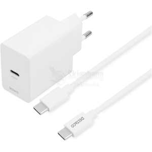 USB-C wall charger, 1x USB-C PD 20 W, 1 m USB-C cable, white