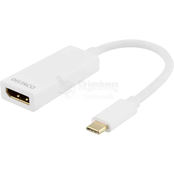 USB 3.1 to DisplayPort adapter, USB Type C ma - DisplayPort 19-pin fe, 4K, Ultra HD, white