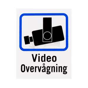 Danish TV/Video surveillance sign in plastic, 8x10cm, 2-pack