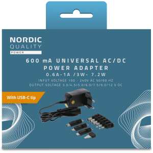 8 replaceable tips incl. miniUSB and microUSB. CE/RoHS.