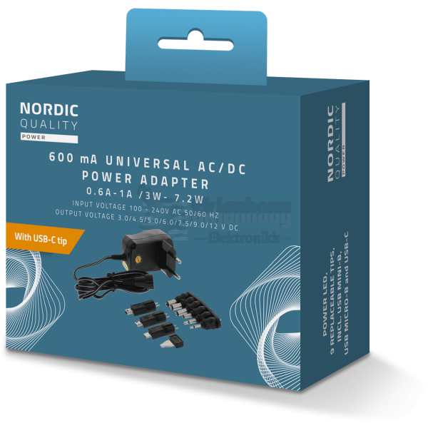 AC/DC Plug-in adapter, 600mAh