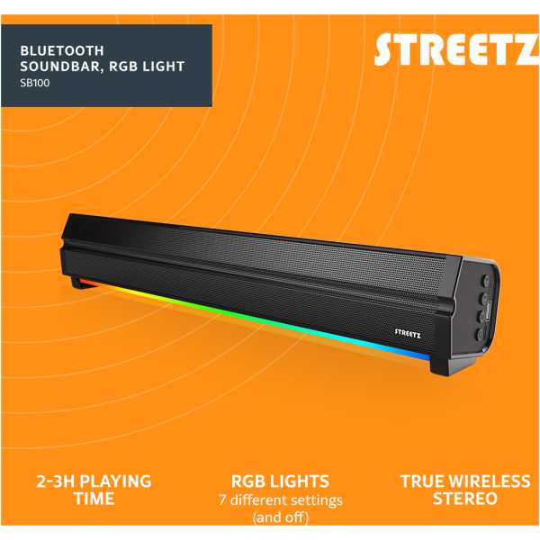 Bluetooth Soundbar, RGB-lys