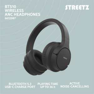 BT510 Bluetooth noise-cancelling headphones, black