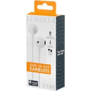 E130 Semi-in-ear earbuds, answer button, 3.5mm, mic, white