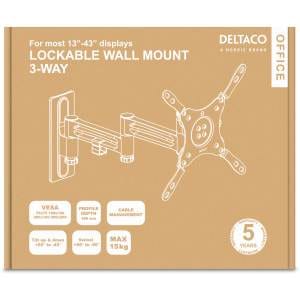 A modern designed wall mount especially intended for caravans/motorhomes. ARM-0267 is manufactured to reduce vibration & shaking while driving. The flexible mount has three joints and can tilt and swivel to always find the best viewing angle. Equipped with cable management for neatly organized cables and a removable and extended VESA mount for convenient mounting