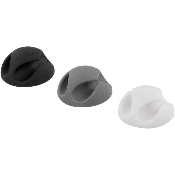 Self adhesive cable holder in rubber, 6-pack, black/white/grey 1 Self adhesive cable holder in rubber