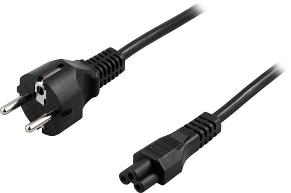 Apparatkabel, jordet, CEE 7/7 til IEC 60320 C5, 2m, svart