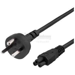 Power cable, 2m, DK 2-5a to IEC C5, 2.4A, earthed, black
