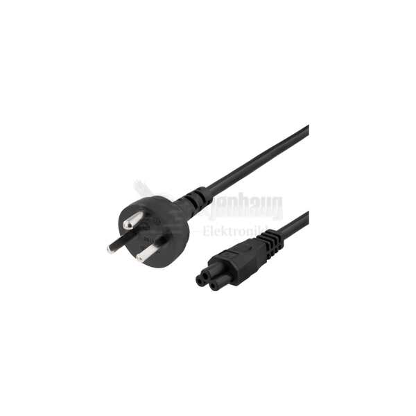 Power cable, 2m, DK 2-5a to IEC C5, 2.4A, earthed, black