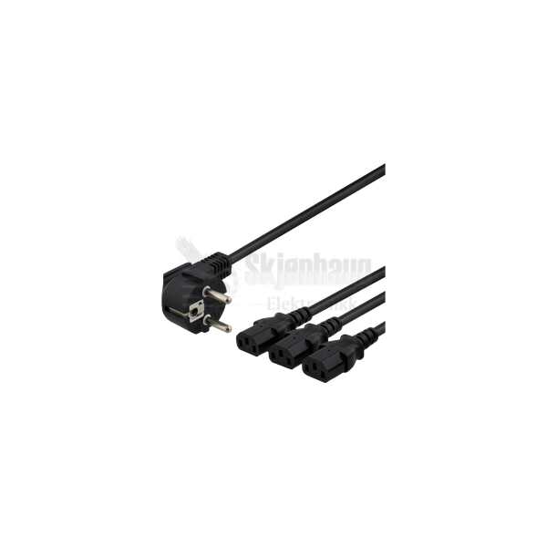 Device Y-cable, 3-way CEE 7/7-3xIEC C13, 1m+2m, black