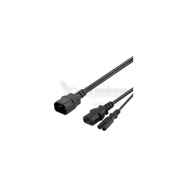 Y-Splitter power cord C14 to C13+C7, 0.5m, black