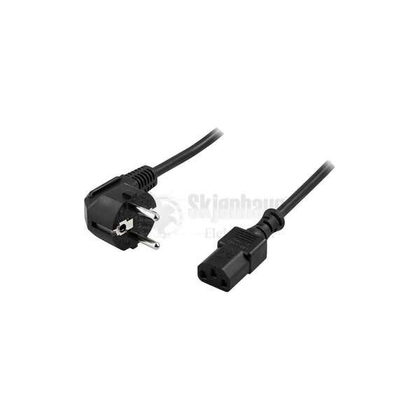 Device cable, angled CEE 7/7 - straight IEC C13, 2m, LSZH