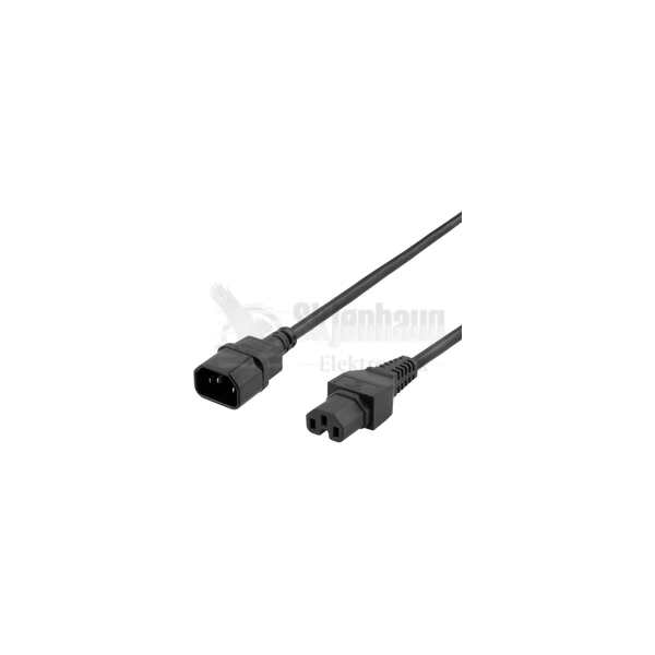 Extension cord IEC C15 - IEC C14, 0.5m, black