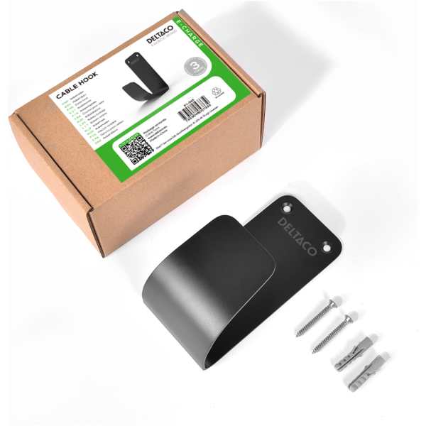E-Charge Cable Hook, Stainless Steel SS304, black