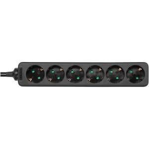 Earthed power strip with 6-sockets.