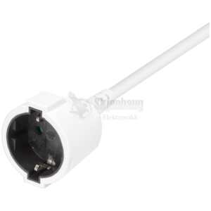 Earthed extension cable 1x CEE 7/3, 1x CEE 7/7, childproof, 5m, white