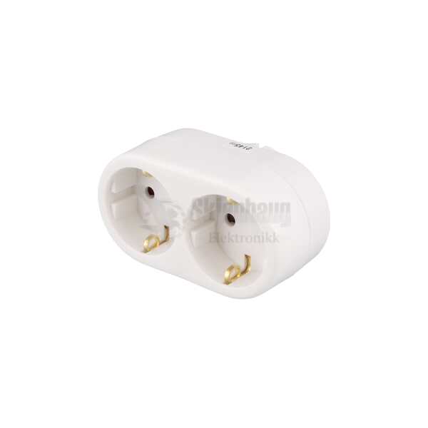 Earthed power outlet, 2-sockets, white