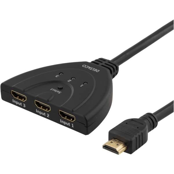 3-porters HDMI Pigtail-bryter