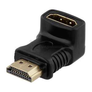 HDMI adapter, 19-pin male to female, angled, black