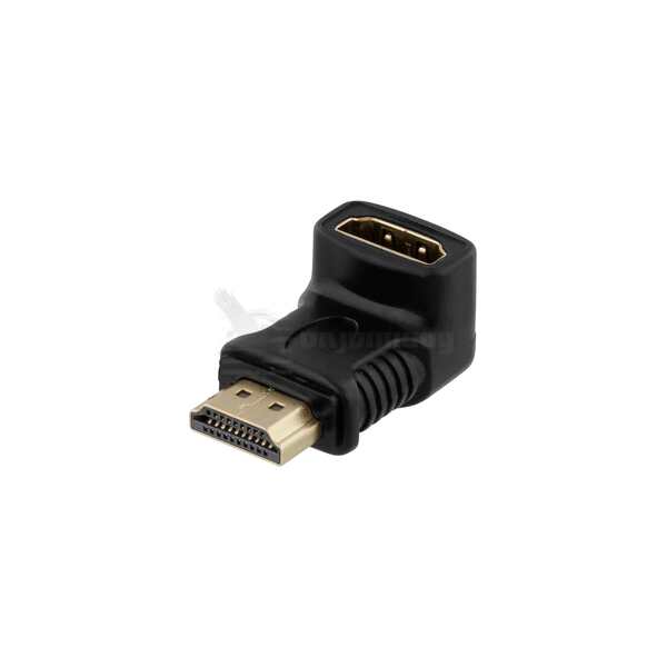 HDMI adapter, 19-pin male to female, angled, black