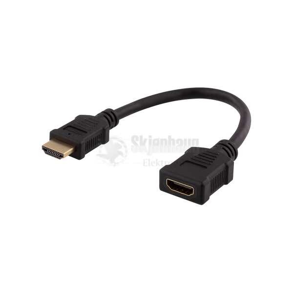 Flexible HDMI adapter, 0.2m, HDMI M/F, UHD, black